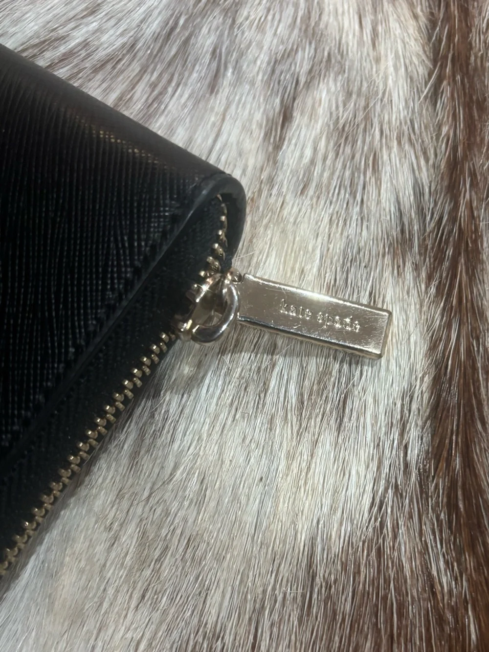 kate spade Black Saffiano Gold Logo Wallet